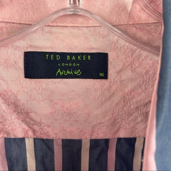 Ted Baker London Archive Men's 16 French Cuff Purple Striped Dress - Picture 9 of 15